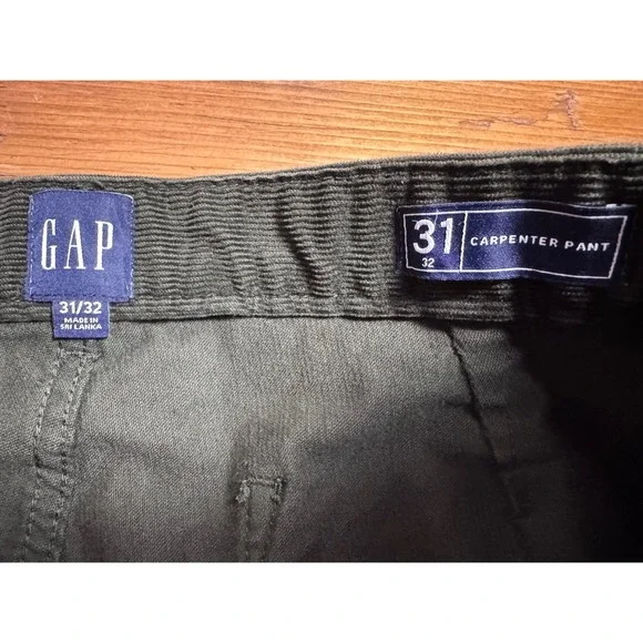 Gap Mens Corduroy Carpenter Pants in Mistletoe Green Double Knee Size 31x32 - Picture 7 of 14